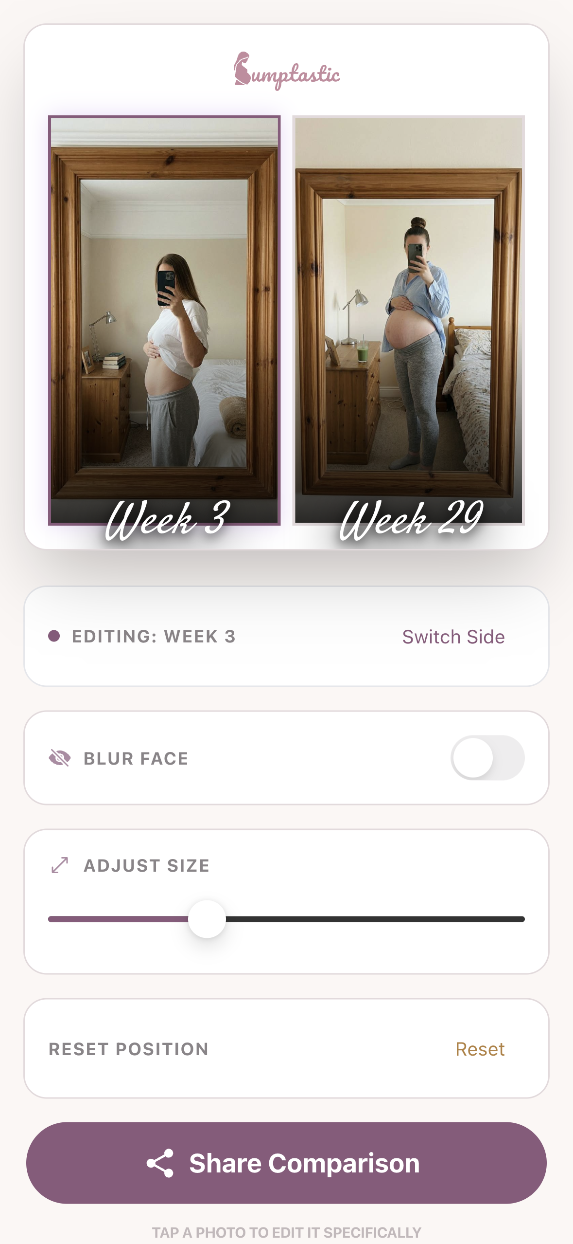 Side-by-Side Baby Bump Photo Comparison